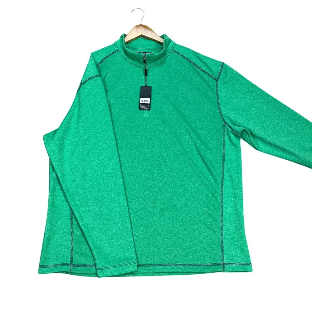 Pebble Beach Pullover Mens XL Green Heathered Quarter Zip Golf Performance‎ NEW